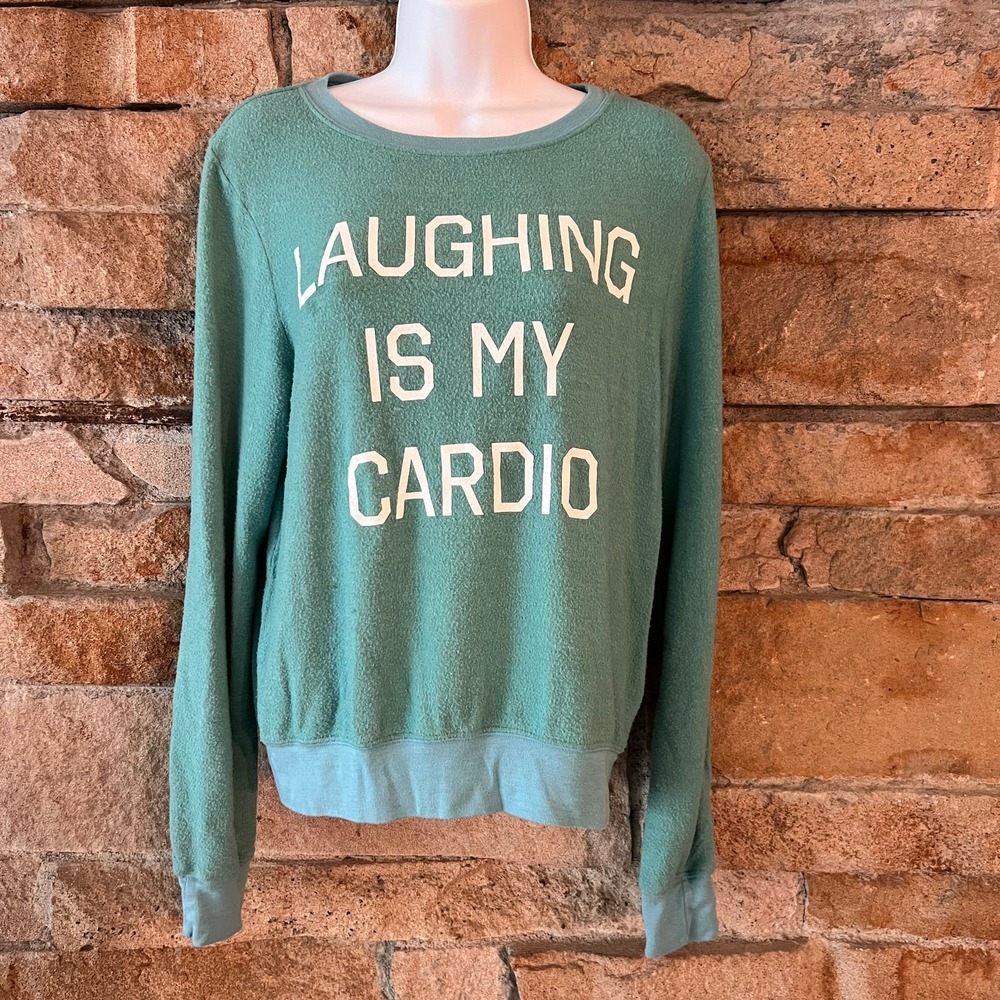 Wildfox Laughing Is My Cardio Baggy Beach Jumper BBJ Sweatshirt Sz XS